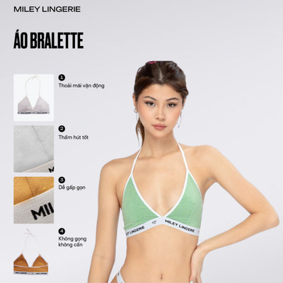 Áo Ngực Thể Thao Nữ Không Gọng Cổ Chữ V Melange Active Miley Lingerie Màu Xanh BRM07012