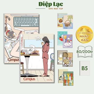   nhiều mẫu  Vở Campus GIẤY NHẬT nhập khẩu giấy vàng chống lóa kẻ có chấm ghi chép CAO CẤP mướt mịn 
