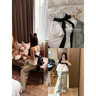 EMPINKSTUDIO/ ÁO 2 DÂY BUỘC NƠ SAU BỒNG