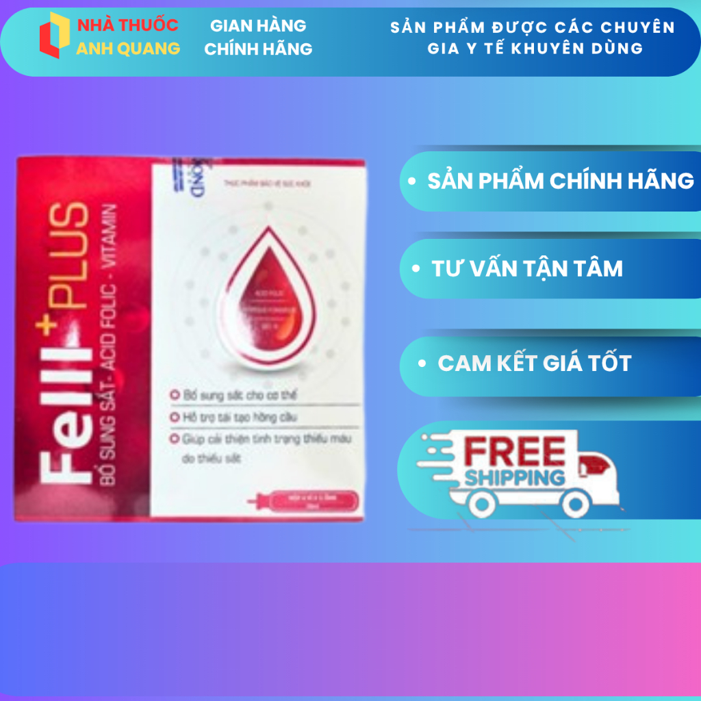 [CHÍNH HÃNG] Fe III Plus – Viên Bổ Sung Sắt, Acid Folic, Vitamin Và Khoáng Chất Cho Cơ Thể Hộp 4 Vỉ 
