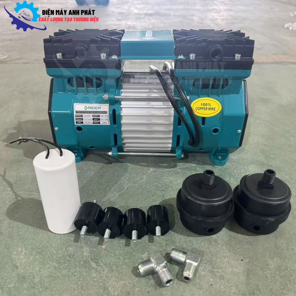 Đầu Máy Nén Khí 1800W-2.5Hp,1500W Motor Đồng, 2850V/Phút, Tua Nhanh, Sạc Nhanh, Không Dầu, Hiệu Ride