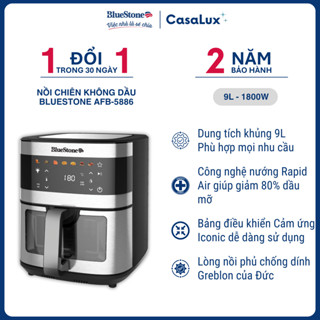 [ 1 ĐỔI 1 TRONG 30 NGÀY ] Nồi Chiên Không Dầu Điện Tử CHÍNH HÃNG BlueStone AFB-5886 | 9 Lít - 1800W