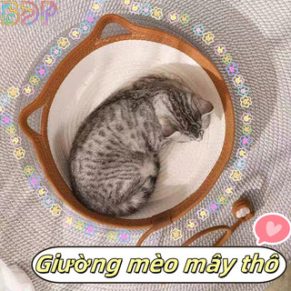  Tổ mèo mây cho tất cả các mùa tổ mèo dệt tổ chó Teddy thảm thú cưng tổ bóng đồ chơi cho mèo LGP0058 