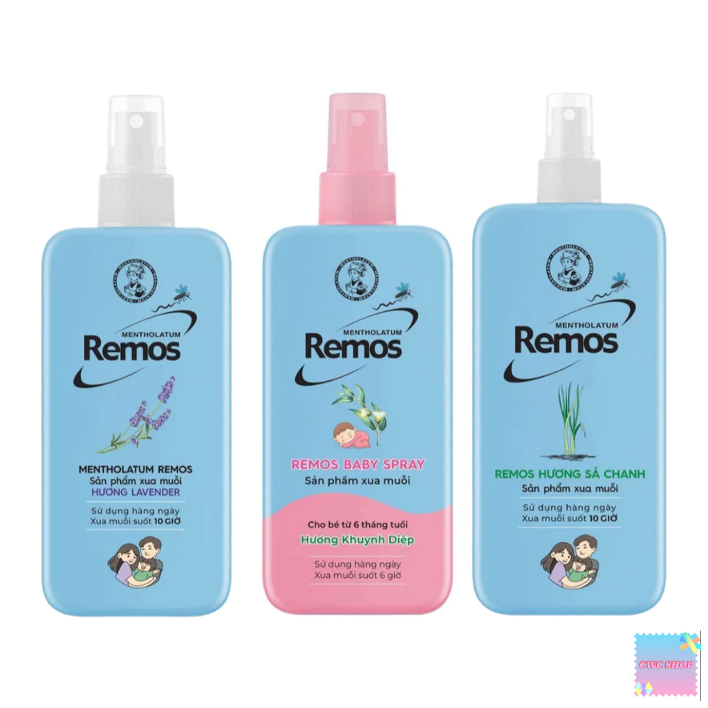 Xịt Chống Muỗi Remos Chính Hãng Nhật Bản Hương Khuynh Diệp - Chanh Sả - Lavender Với 70ml và 150ml