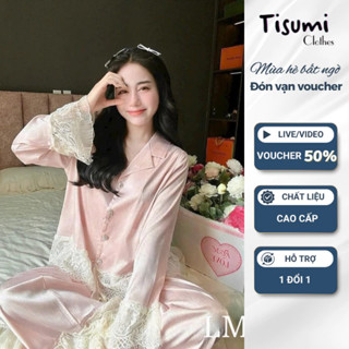 Đồ ngủ nữ bộ pijama phối ren trắng tiểu thư siêu xinh siêu hot Tisumi Clothes hcom3464