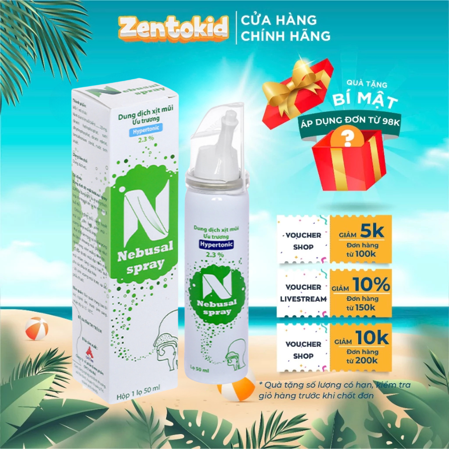 Dung Dịch Xịt Mũi Ưu Trương Nebusal 2.3% Cho Bé Từ 3 Tuổi Giảm Nghẹt Mũi Sổ Mũi 50ml