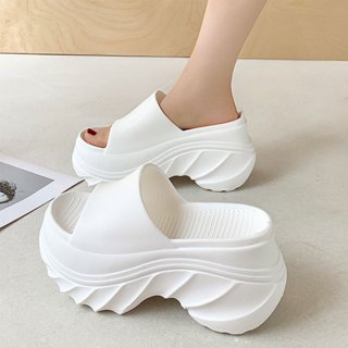 Dép nữ độn đế cao 9cm quai ngang nâng chiều cao 9 phân chất EVA xịn không mùi không lún Saki