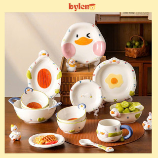 Bộ bát đĩa gốm sứ vịt trứng cao cấp Tiệm Gốm Bylen