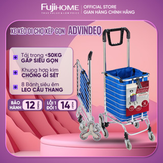 Xe kéo đi chợ siêu thị 8 bánh leo cầu thang xếp gọn ADVINDEQ, xe đẩy hàng 2 bánh giỏ kéo có bánh xe xếp gọn đa năng