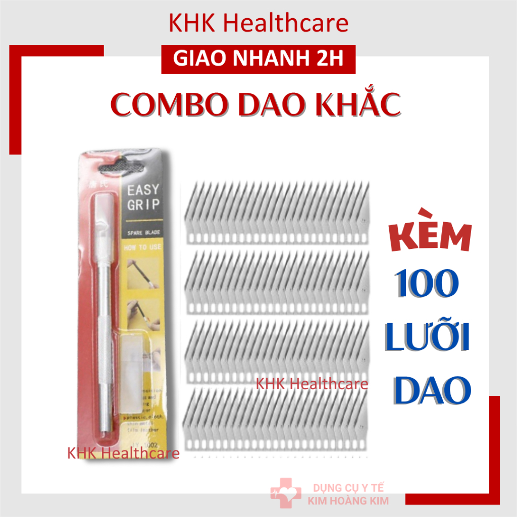 COMBO Dao cán tròn kèm 100 lưỡi dao khắc chạm trổ đa năng