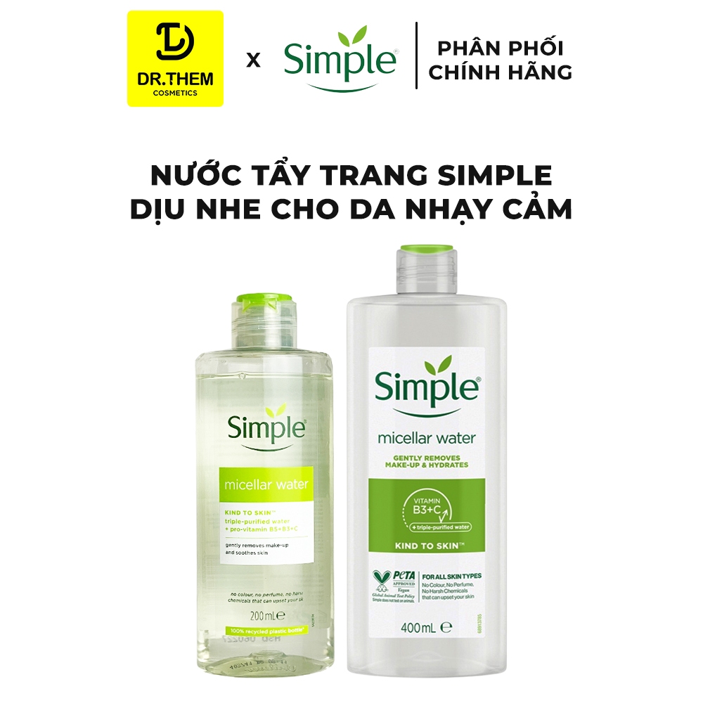 Nước Tẩy Trang Simple Micellar Cleansing Water 200ml / 400ml - Dịu Nhẹ Cho Da Nhạy Cảm- Dr Thêm | BigBuy360 - bigbuy360.vn