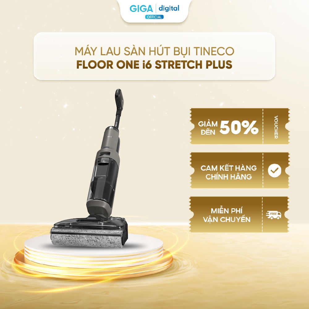 Máy hút bụi lau sàn khô ướt Tineco Floor One i6 Stretch Plus-Lực hút 20000Pa-Nằm phẳng 180°-Giặt sấy