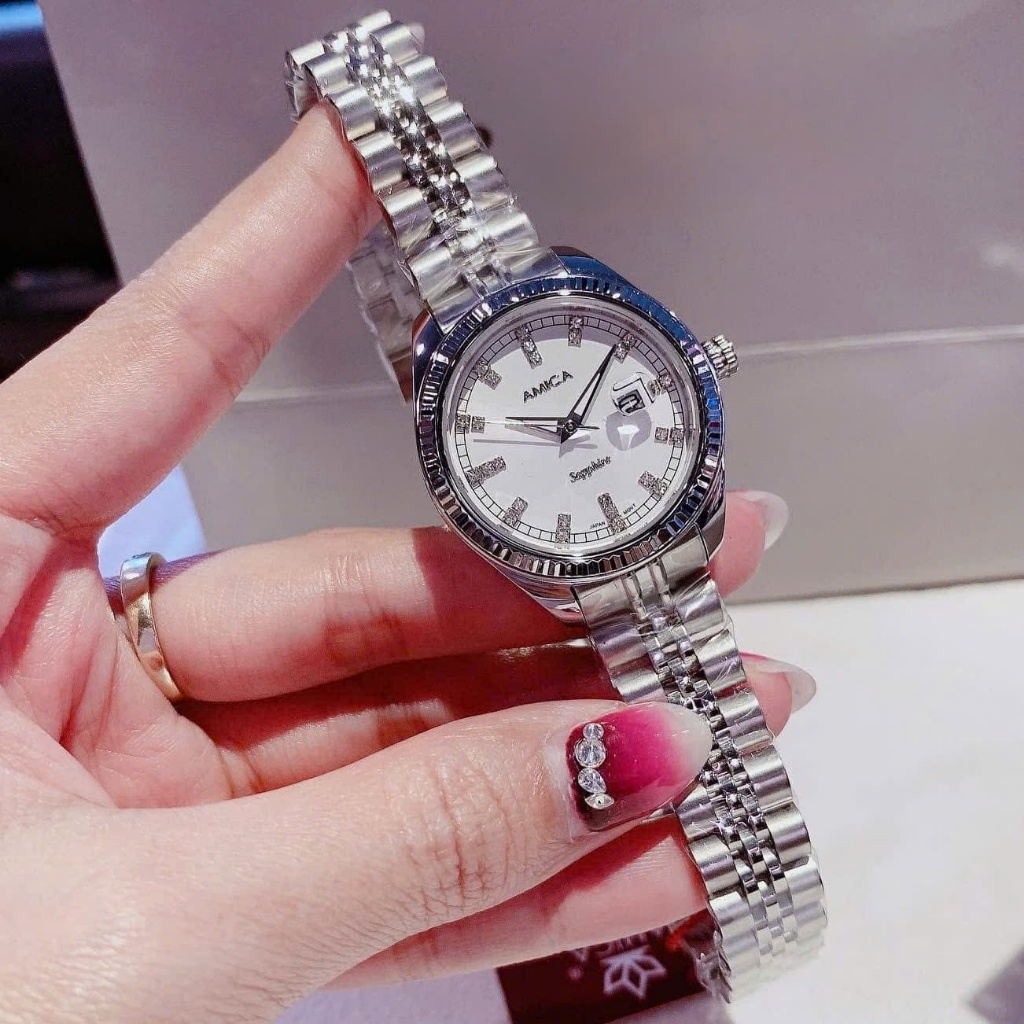 Đồng hồ nữ dây thép Amica Quartz A050 Silver White Dial