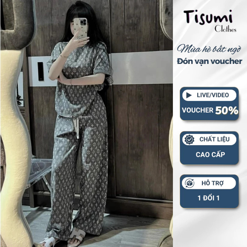 Đồ ngủ nữ Set đồ nữ bộ mặc nhà in hoạ tiết LV sang chảnh Tisumi Clothes HCOM2994
