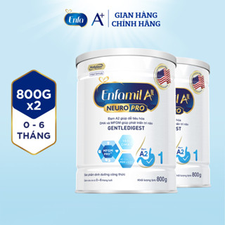 Bộ 2 lon sữa bột Enfamil A2 Neuropro 1 giúp dễ tiêu hóa, hấp thu cho trẻ từ 0-6 tháng tuổi  – 800g/lon