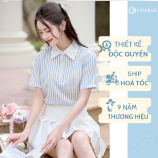 Áo sơ mi cộc tay dáng lửng croptop Charme Store 502014 áo nữ công sở đẹp