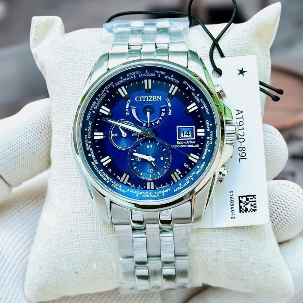 Đồng hồ nam dây thép Citizen Eco-Drive Radio Controlled Chronograph AT9120-89L