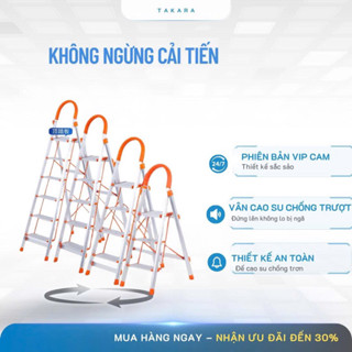 Thang Nhôm Ghế Tay Vịn 3 4 5 6 7 Bậc TOMOKO Nhật Bản, Thang Gấp Inox 304 Xếp Gọn Thông Minh Tải Trọng 150kg