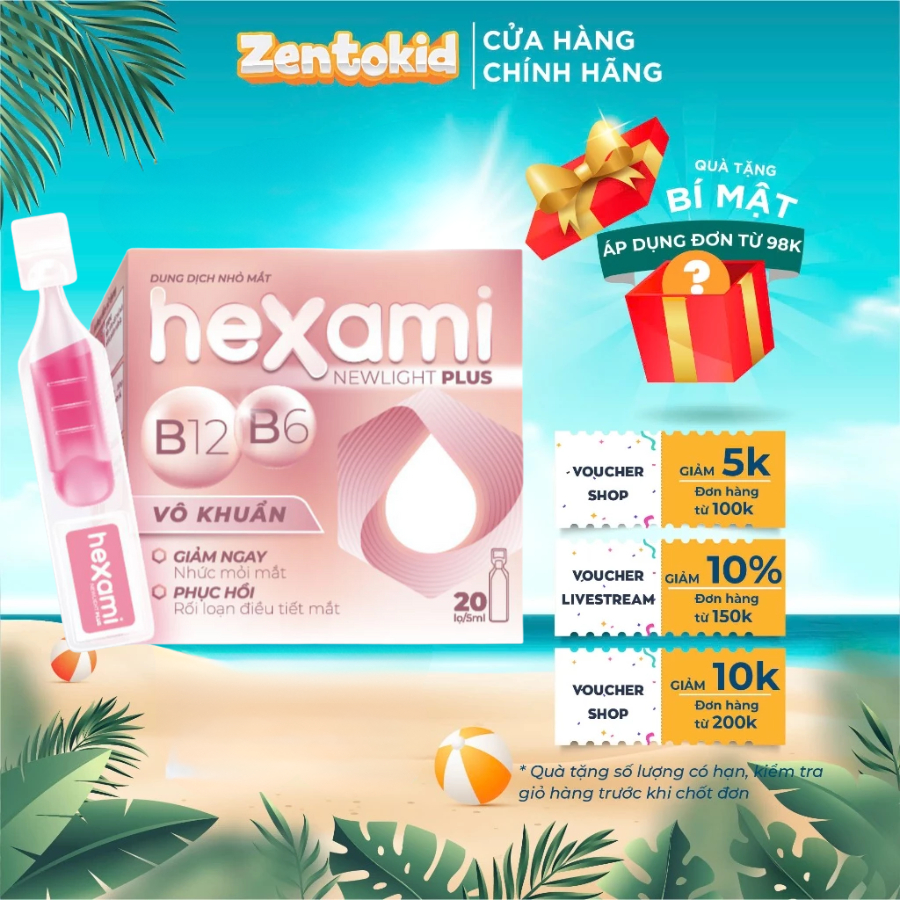 Dung dịch nhỏ mắt ngừa cận thị Hexami newlight plus giúp điều tiết giảm nhức mỏi khô mắt