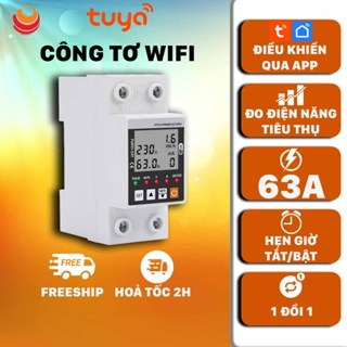  Công Tơ Điện Tử Thông Minh Wifi Tuya Đồng Hồ Đo Điện 63A  Điều Khiển Từ Xa Chống Rò Rỉ Điện 