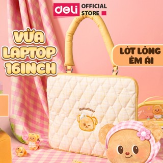 Túi Đựng Laptop BUTTER BEAR Deli Cặp Đựng Laptop 14-16 inch Thiết Kế 2 Ngăn Chống Sốc, Khóa Kéo Mượt Mà, Đựng Tài Liệu