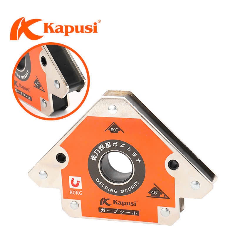 Ke góc nam châm vĩnh cửu Inox 30, 60, 80LBS Kapusi, Ke hàn góc vuông, 45 độ và 90 độ có nam châm hít