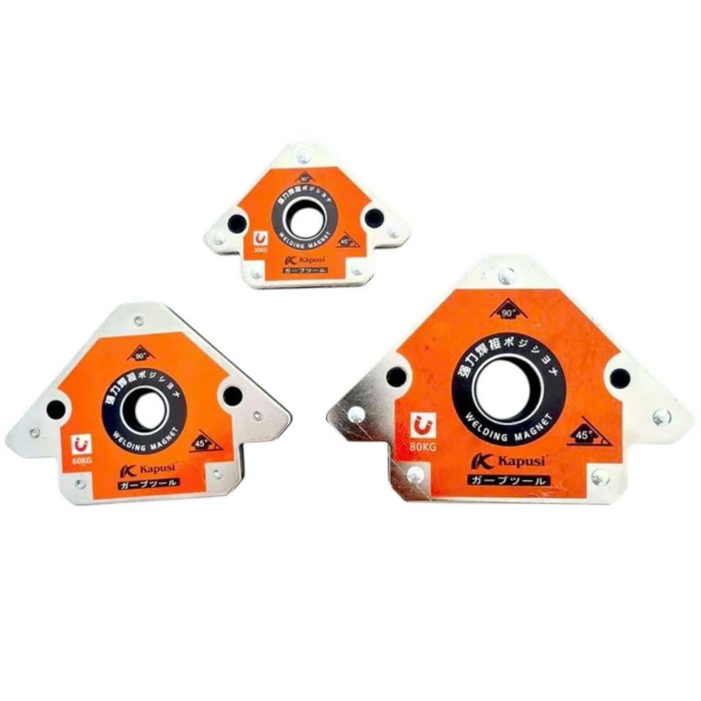 Ke góc nam châm Inox 30, 60, 80LBS Kapusi, Ke hàn góc vuông, 45 độ và 90 độ có nam châm hít