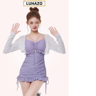 Bikini Liền Thân 1 Mảnh Pastel – Kèm Áo Khoác Trắng, Dây Rút Nâng Ngực V1, Có Đệm –3042 D9T4 K08