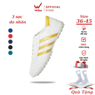 Giày Đá Bóng Wika 3 Sọc Chính Hãng Dành Cho Sân Cỏ Nhân Tạo, Chất Liệu Da Pu, Đã Khâu Full Đế