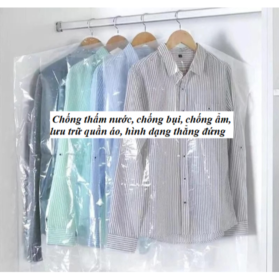 Bộ 10 túi nilong bọc quần áo chống bụi, túi nilon chống nước có miệng treo móc tiện lợi GD697-Nylong