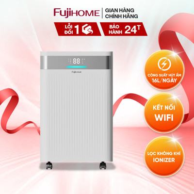 Máy hút ẩm dân dụng Fujihome DH16NW 16L/ngày, lọc ion, hiển thị độ ẩm, kết nối Wifi điều khiển app