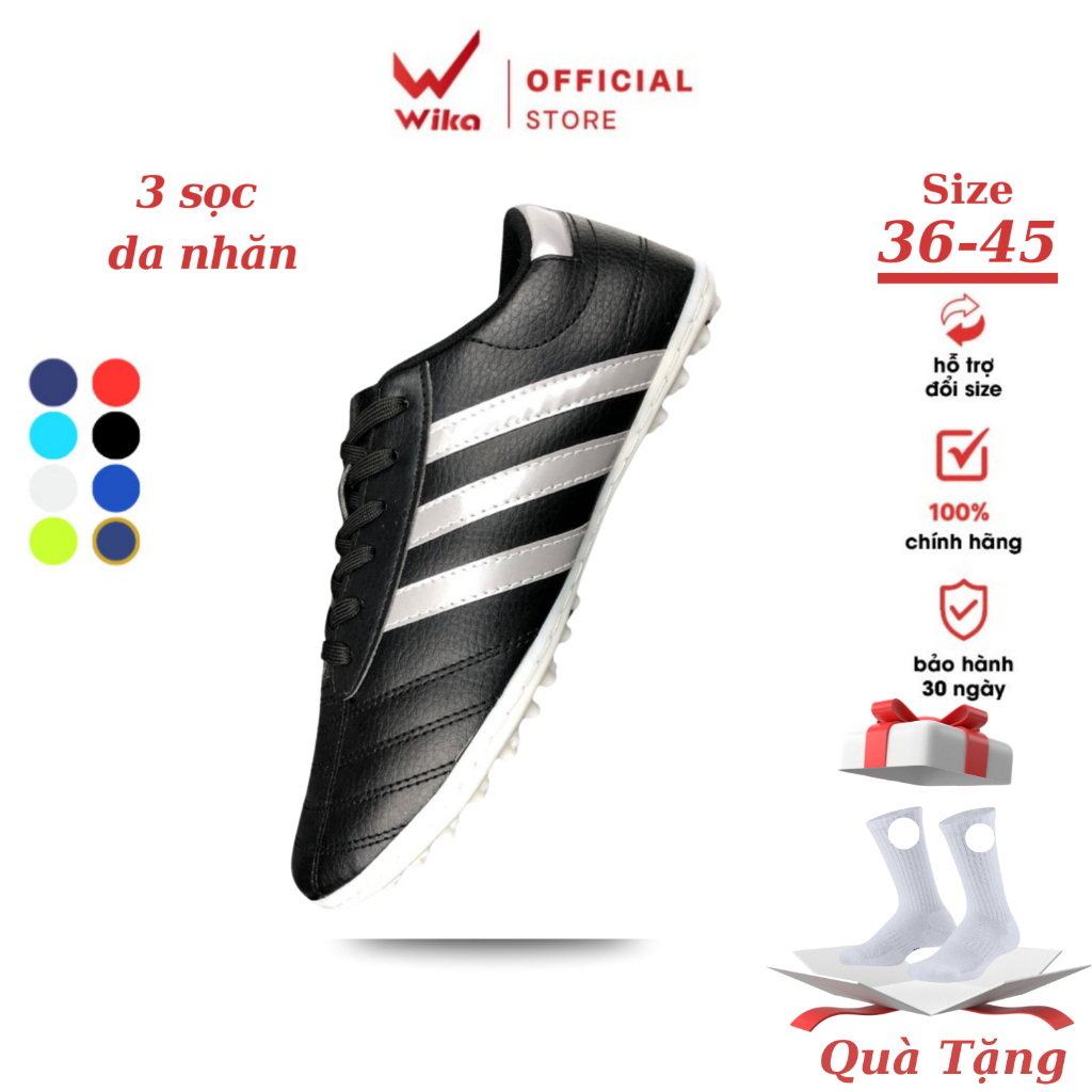 Giày 3 Sọc Đá Bóng Wika Ct3 Chính Hãng Giày, Wika 2017-PU2 Chất Liệu Da Pu Mềm Mại Khâu Toàn Bộ Đế.