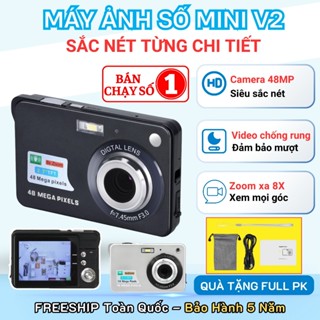 Máy ảnh kỹ thuật số V2, Máy chụp ảnh digital mini camera ống kính 48MP, Zoom 8x