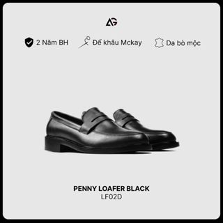 Giày Da Nam Cao Cấp Công Sở Da Bò Handmade Penny Loafer Black August LF02 Chính Hãng Bảo Hành 12 Tháng