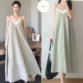 ( Ảnh thật ) Váy (Đầm) 2 dây maxi dáng xuông xoè kèm áo 2 dây UNIZ Vayxoevintage8907 /P8K5