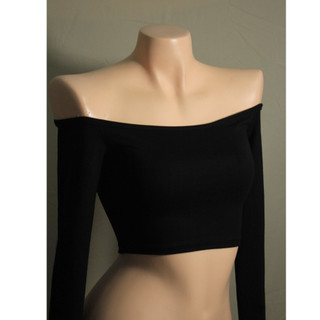 Áo croptop trễ vai tay dài ôm body mặc lên không nhăn không lộ viền nội y siêu sang chảnh (ảnh không chỉnh sửa) M20