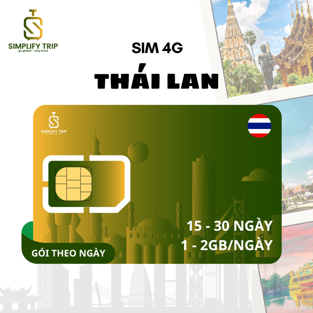 SIMPLIFY TRIP - SIM du lịch Thái Lan, chỉ có data - Gói theo ngày (15-30 Ngày) - Tặng que chọc SIM