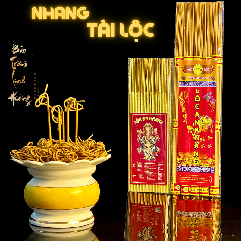 Hương Vàng Tài Lộc Thần Tài [Chính Hãng] - Nhang Vàng Cuộn Ít Không Khói Thắp Gia Tiên Cuốn Tàn Đồ Thờ Cúng