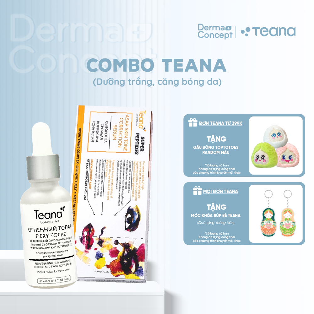 Combo Teana dưỡng trắng, căng bóng da (Peel Teana Blue Retinol + Serum Teana ASAP )