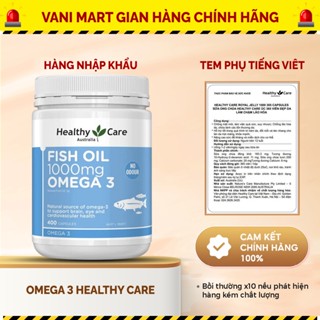 [HÀNG NHẬP KHẨU] Dầu cá Fish Oil Healthy Care Omega-3 1000mg của Úc Giúp phát triển trí não, chống lão hóa 400 viên