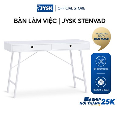 Bàn làm việc | JYSK STENVAD | gỗ công nghiệp/kim loại | trắng | R48xD120xC76cm
