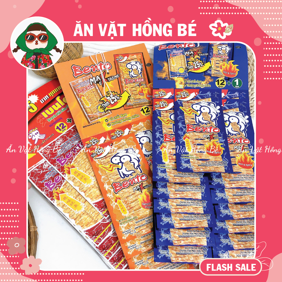 [Dây 13 gói] Mực Bento Gói 4g Snack Mực Bento Thái Lan Đủ 3 Vị Mực Bento Siêu Cay, Đồ ăn Vặt