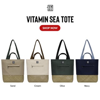  Vitamin Sea - Túi tote vải canvas Jamlos phối cỏ bàng Huế đeo vai thời trang đi biển tiện dụng hàng ngày 
