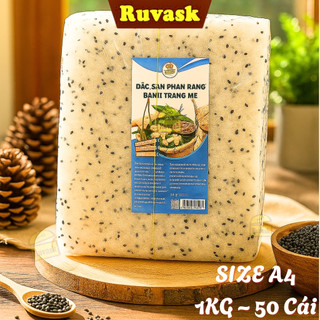 [1KG] Bánh Tráng Mè Nhúng Phan Rang Cuốn Hải Sản Mực - Bánh Tráng Gạo Mè Đen Đặc Sản Phan Rang - Bánh Tráng Ruvask