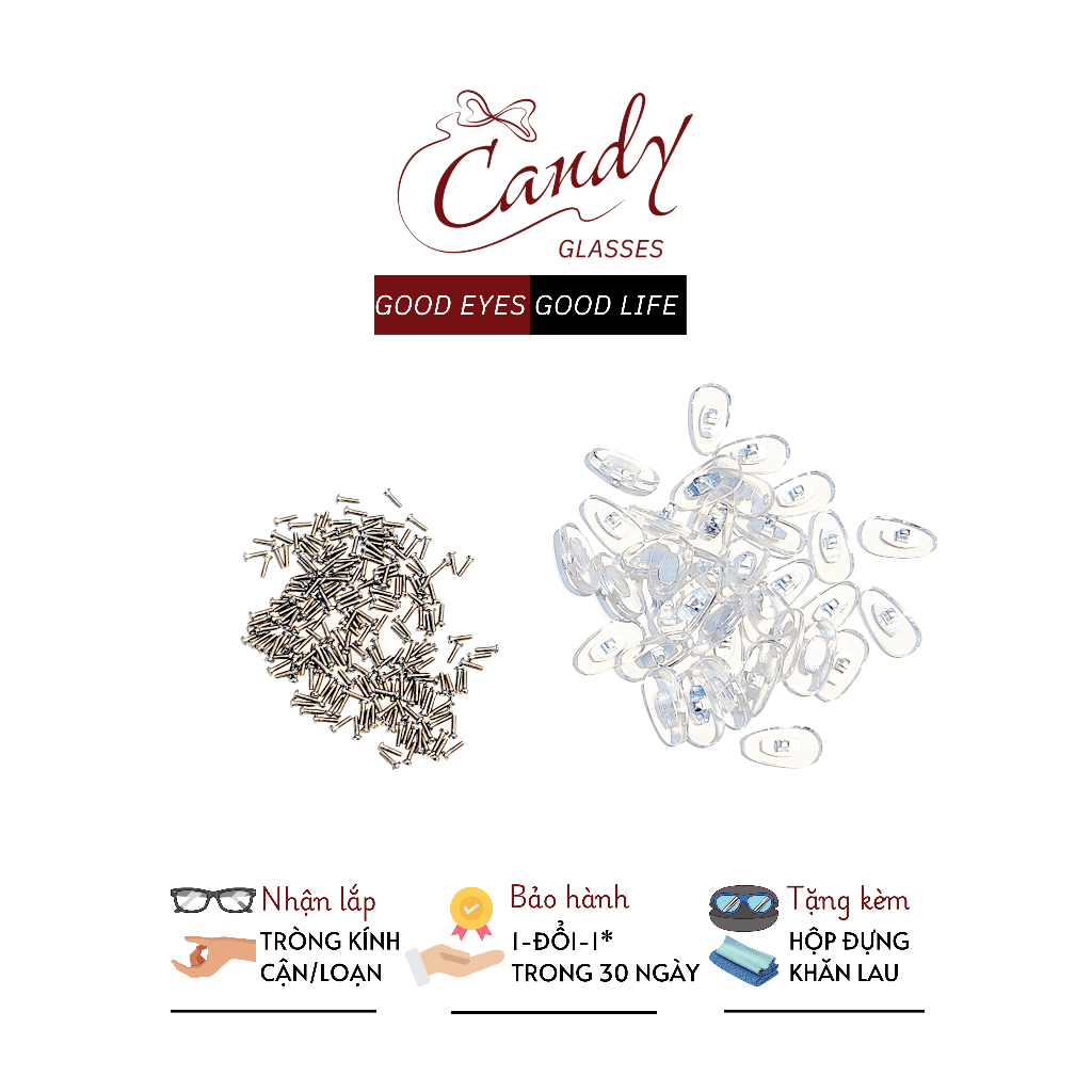 Đệm mũi gắn gọng kính chất liệu silicon - Kính mắt Candy