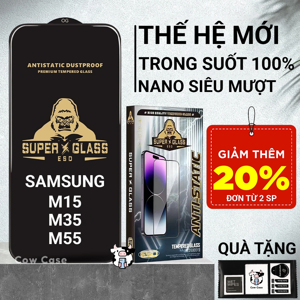 Cường lực Samsung M15, M35, M55 5G Cowcase full màn | Miếng kính dán bảo vệ màn hình cho ss galaxy