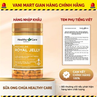    HÀNG NHẬP KHẨU   Viên uống sữa ong chúa Royal Jelly Healthy Care 1000mg Úc giúp ngăn ngừa lão hóa đẹp da 365 viên 