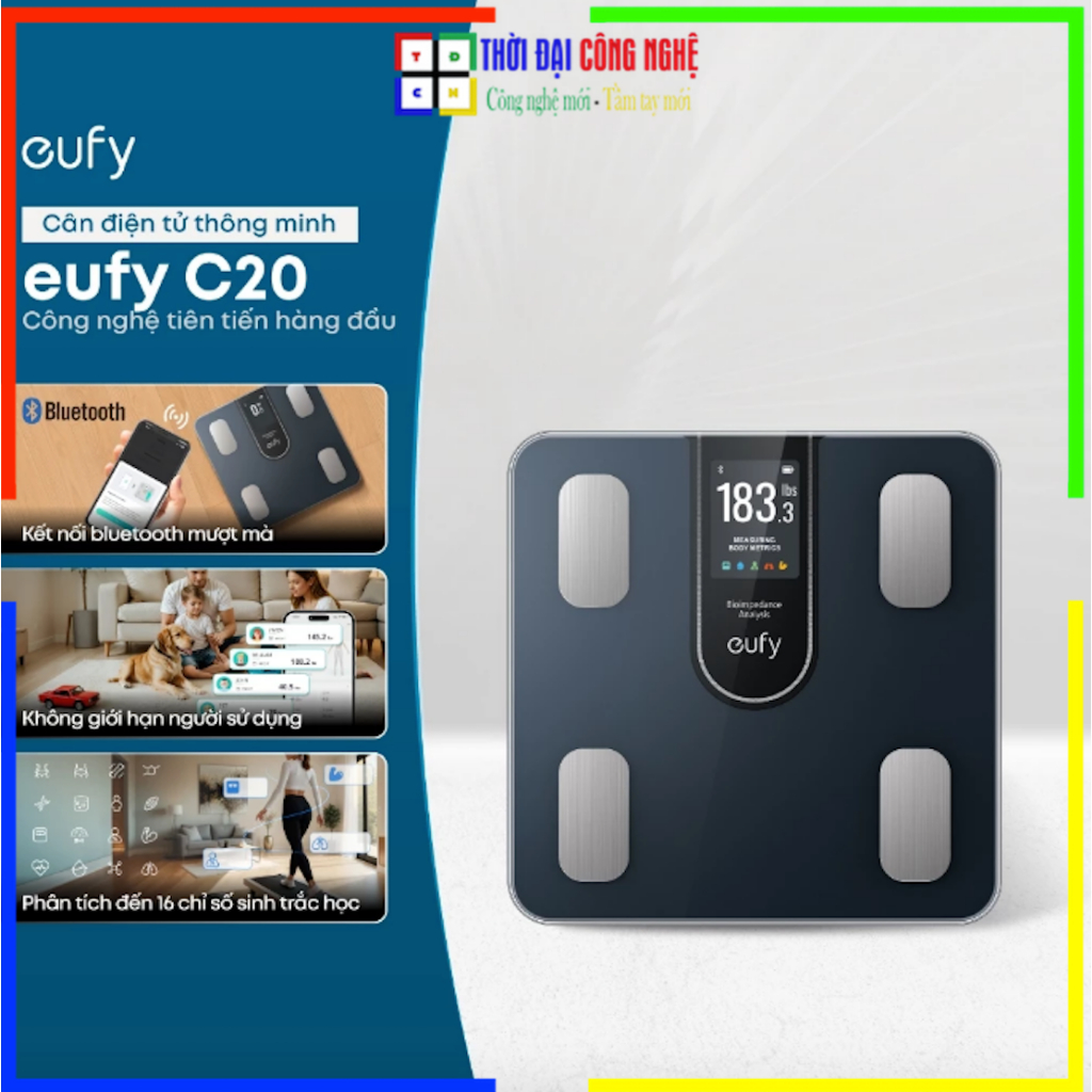 Cân điện tử thông minh EUFY Smart Scale C20 T9130 16 chỉ số/ A1 T9120 12 chỉ số, phân tích chính xác