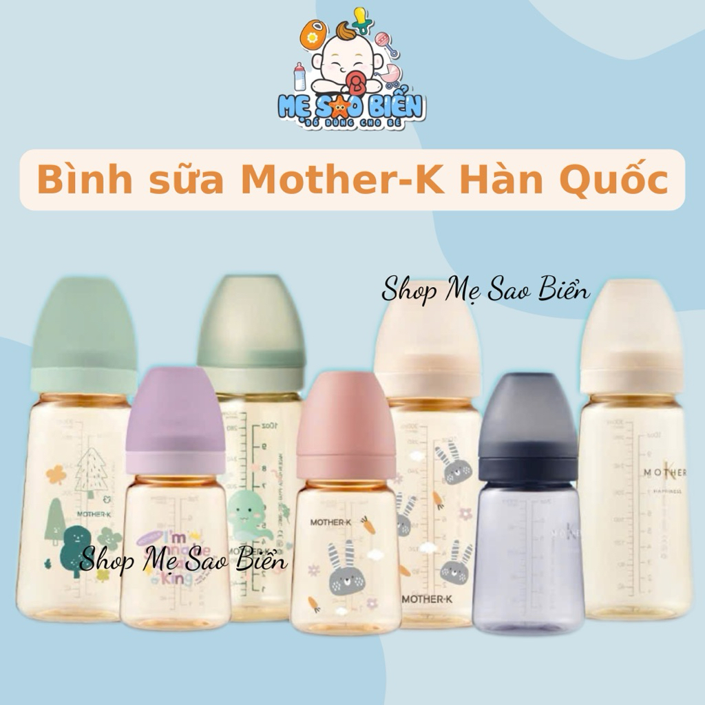 (Chính hãng - Fullbox) Bình sữa Mother-K nhựa PPSU Hàn Quốc nhiều hoạ tiết