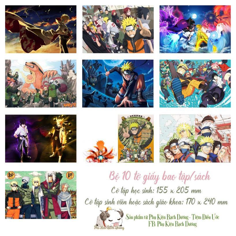 Bộ 10 Giấy Bao Tập - Naruto
